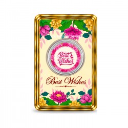 1gm Silver Colour Coin - Best Wishes | 999 Purity | Golden Border Lotus Card