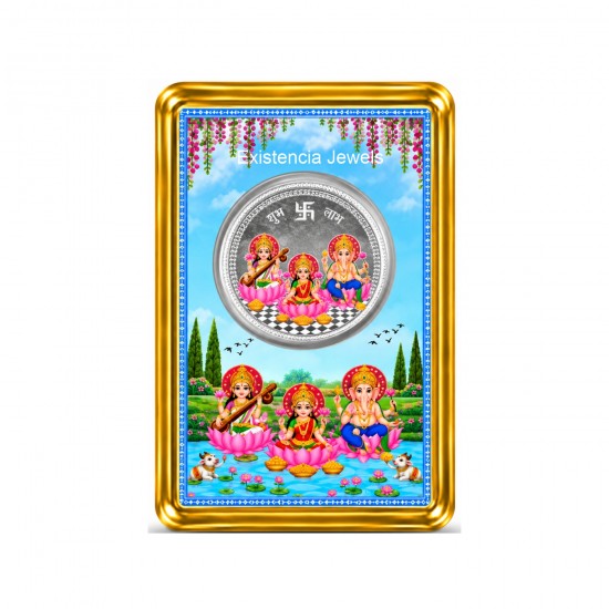 1gm Silver Colour Coin with Trimurti Design - 999 Purity