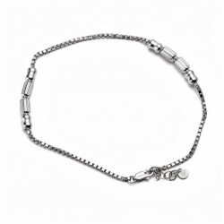 925 Silver Box Chain Cylindrical Bead Anklet / Payal -RG-8134