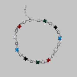 925 Silver Adjustable Colorful Enamel Star Charm Anklet / Payal -RG-8138