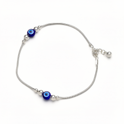 925 Silver Snake Chain Evil Eye Bead Anklet / Payal -RG-8146