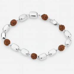 925 Silver Men's Bracelet with Rudraksha Beads -RG-2387