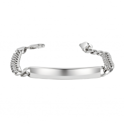 925 Silver Men's ID Bracelet with Cuban Chain -RG-2523