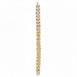 925 Silver Two Tone Gold Men's Bracelet with Diamond Pattern -RG-2566