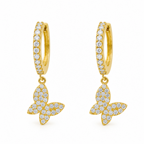 925 Silver Rose Gold Plated Butterfly Earrings RG-7869