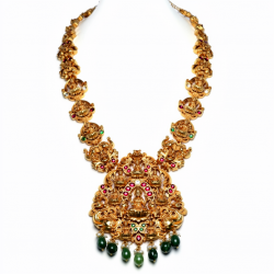 925 Silver Gold Plated Lakshmi Temple Harmony Necklace -RG-2203