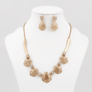 925 Silver Gold Floral Blossom Modern Necklace Set -RG-8113