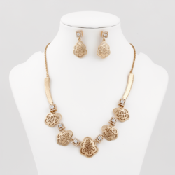 925 Silver Gold Floral Blossom Modern Necklace Set -RG-8113