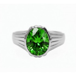 925 Silver Men's Ring with Radiant Oval Green Gemstone -RG-7758