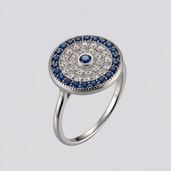 RG -7573 925 Silver Women Blue Color Stone Silver Ring