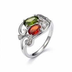 925 Silver Dual Gemstone Vine Women Ring - RG-7589