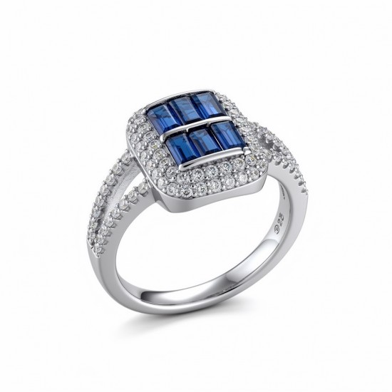 RG -7595 925 Silver Women Blue Stone Silver Ring