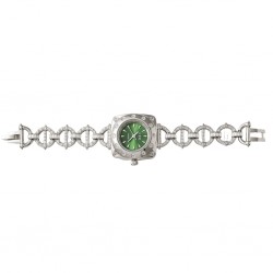 925 Silver Green Dial Diamond Bracelet Watch - RG-7982