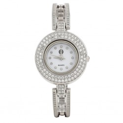 925 Silver CZ Diamond Women's Watch White Dial - RG-7986