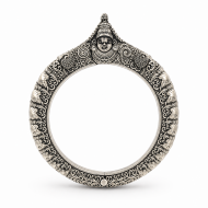 925 Silver Oxidized Divine Face Peacock Motif Men's Kada -RG-2671