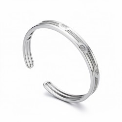 925 Silver Women's Kada with Diamond Engraved Cuff -RG-7465