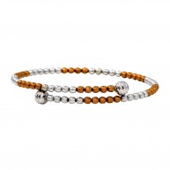925 Silver Gold Plated Women's Kada with Dual Tone Beaded Design-RG-8080