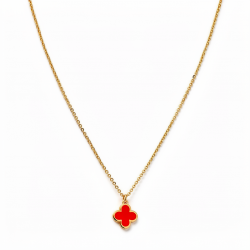925 Silver Gold Chain Red Clover Pendant Mala - RG-2272