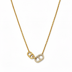 925 Silver Delicate Gold Chain Clover Mala Necklace - RG-2273