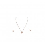 Existencia 925 Silver Rose Gold Round Flower Necklace set EJ-3391-95