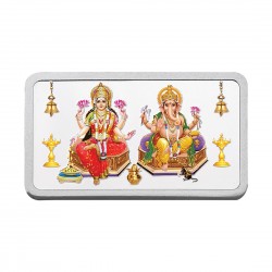 Kundan 100 gram Lakshmiji Ganeshaji Silver Colour Bar 999.9 Purity / Fineness