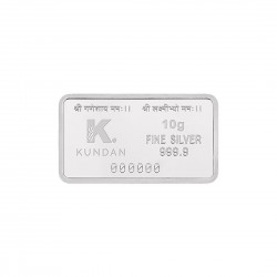 Kundan 10 gram Lakshmiji Ganeshaji Silver Colour Bar 999.9 Purity / Fineness
