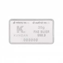 Kundan 20 gram Lakshmiji Ganeshaji Silver Colour Bar 999.9 Purity / Fineness