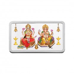 Kundan 50 gram Lakshmiji Ganeshaji Silver Colour Bar 999.9 Purity / Fineness