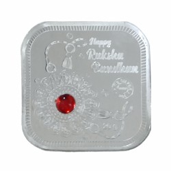 Raksha Bandhan 20g Silver Color Square Coin D-2 in 999 Purity / Fineness