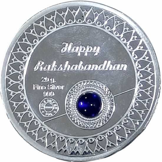 Existencia Jewels 20 grams Raksha Bandhan Silver Round D-2 Colour Coin in 999 Purity / Fineness