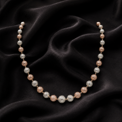 925 Silver Tri-Tone Textured Bead Chain/Mala - RG-2261