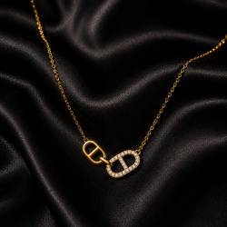 925 Silver Delicate Gold Chain Clover Mala Necklace - RG-2273