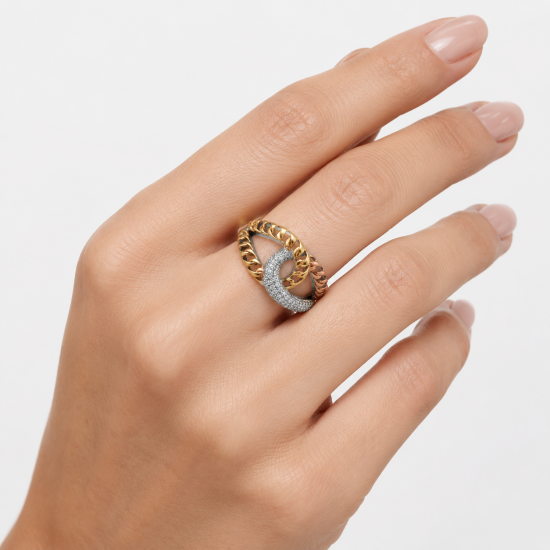 RG -7534 925 Silver Women 3 Tone Silver Ring