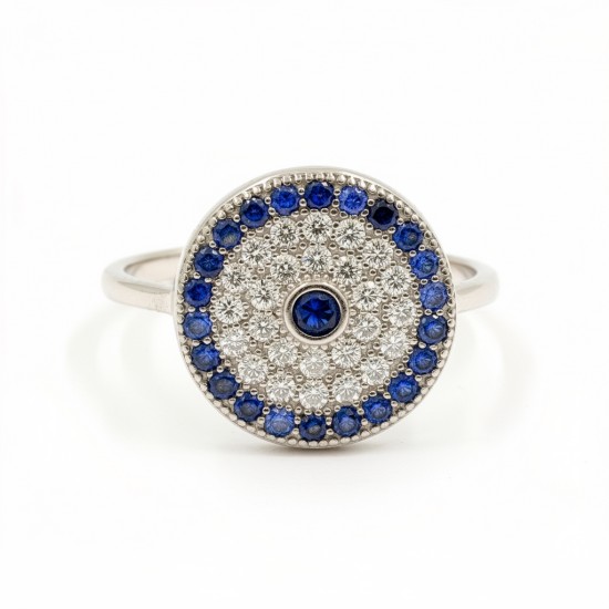 RG -7573 925 Silver Women Blue Color Stone Silver Ring