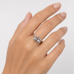 925 Silver Dangling Orb Charm Women Ring - RG-7579