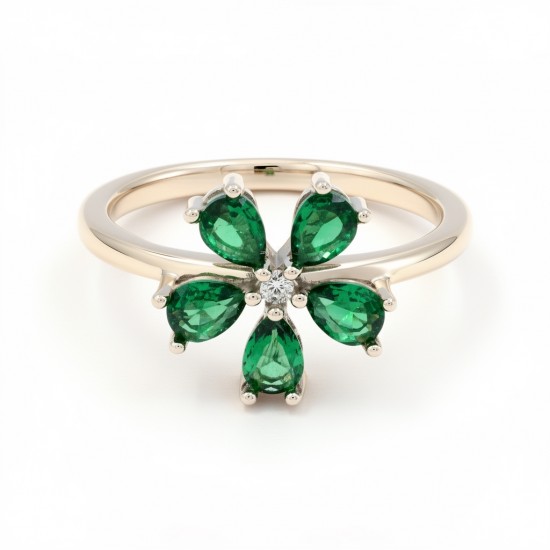 RG -7585 925 Silver Women Green Color Stone Silver Ring