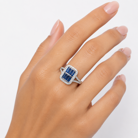 RG -7595 925 Silver Women Blue Stone Silver Ring
