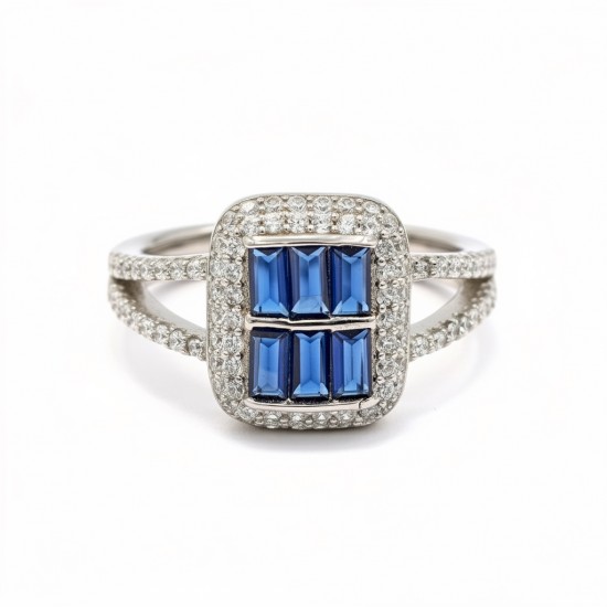 RG -7595 925 Silver Women Blue Stone Silver Ring