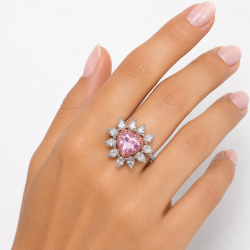 925 Silver Pink Heart Gemstone Women Ring - RG-7669
