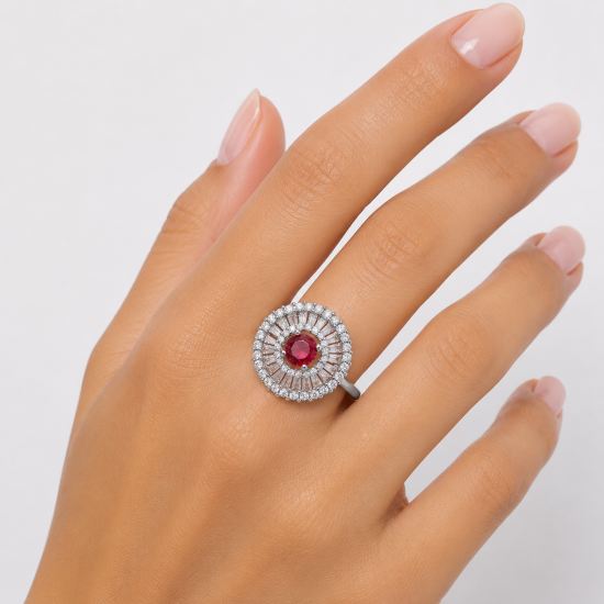 RG -7674 925 Silver Women Color Stone Silver Ring
