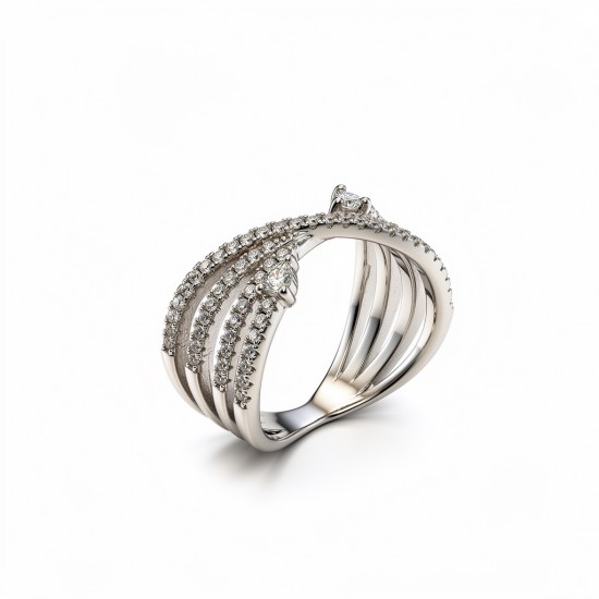 RG -7749-S 925 Silver Women Silver Diamond Ring