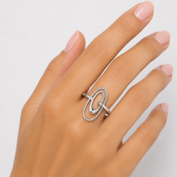 925 Silver Paperclip Women Ring - RG-7784