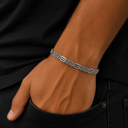 925 Silver Men's Bracelet with Woven Mesh Design -RG-2563