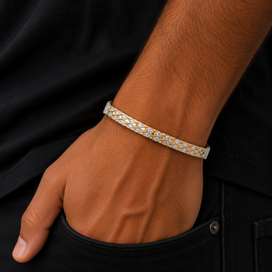 925 Silver Two Tone Mens Bracelet