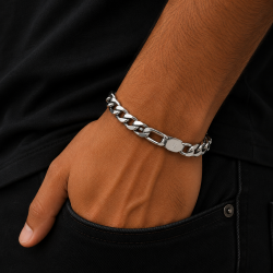 925 Silver Men's Bracelet with Heavy Cuban Links -RG-2499