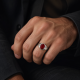 RG-7757 Red Color Stone 925 Silver Mens Ring