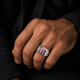 RG-7767 Multi Color Stone 925 Silver Mens Ring