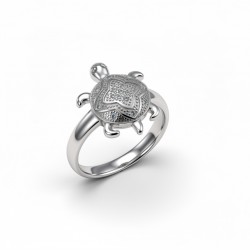 925 Silver Men's Ring with Diamond Turtle Design -RG-7761