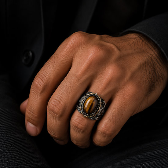RG-7783 Fancy 925 Silver Mens Ring