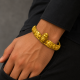 925 Silver Gold Plated Lion Kada for Men RG-2669
